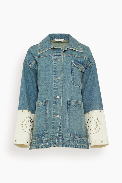 Liam Pieced Denim Jacket in Blue