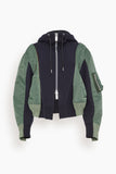 Sacai Jackets Nylon Twill x Sponge Sweat Hoodie in Navy/Khaki Sacai Nylon Twill x Sponge Sweat Hoodie in Navy/Khaki