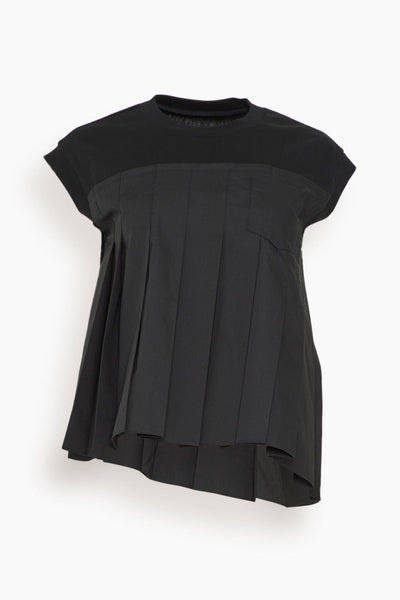 Cotton Poplin x Cotton Jersey T-Shirt in Black