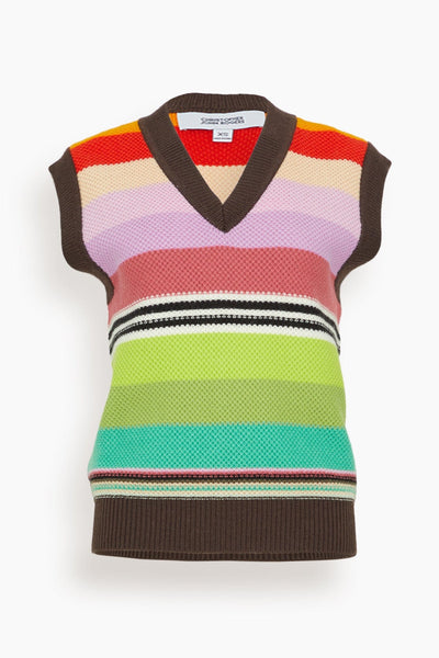 Pique Stitch Striped Vest in Rainbow Multi