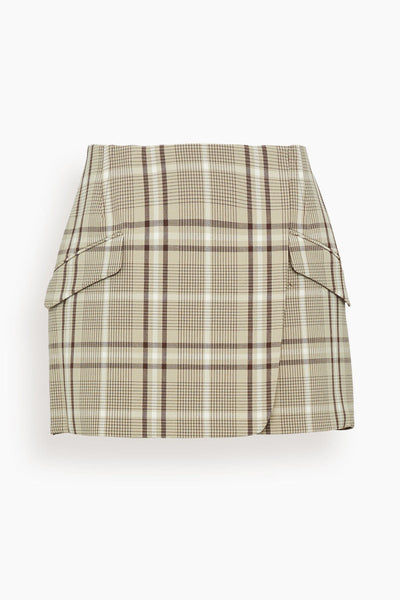 Payton Wrap Mini Skirt in Sand Plaid