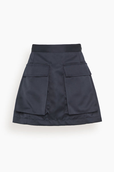 Duchesse Satin Mini Skirt in Blue/Black