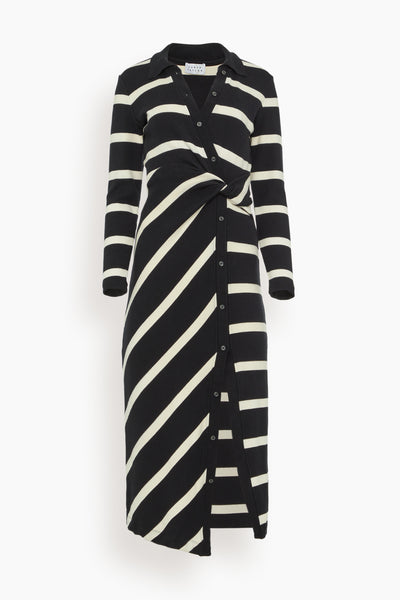 Ellicot Dress in Black/Chalk Wide Stripe