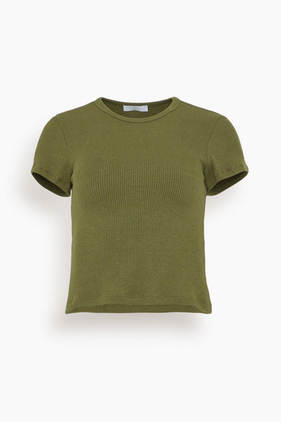 Yael Cropped Crewneck Baby Tee in Olive