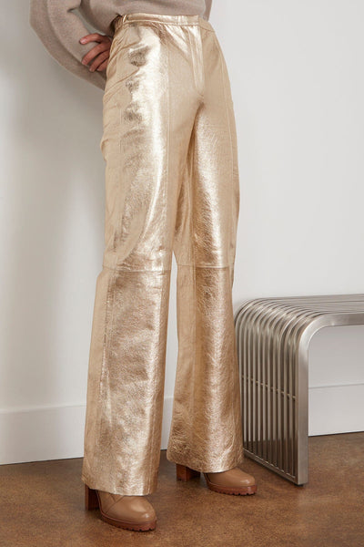 Forte Forte Pants Laminated Leather Palazzo Pants in Stardust Forte Forte Laminated Leather Palazzo Pants in Stardust