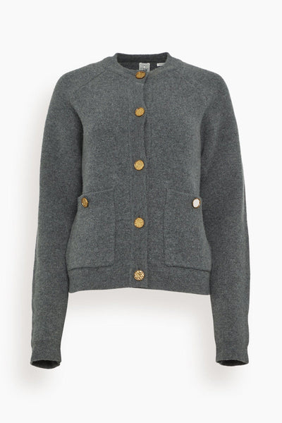 Hammered Button Cardigan in Grey Melange