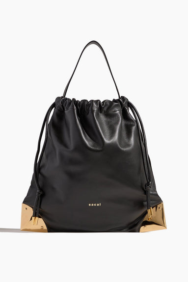 Sacai Top Handle Bags Corner Metal Drawstring Bag in Black