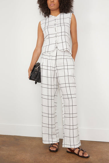 Faithfull The Brand Pants Duomo Pant in Letizia Check White Faithfull the Brand Duomo Pant in Letizia Check White