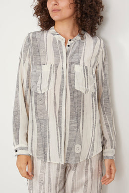 Raquel Allegra Tops Togo Top in Dirty White Black Print Raquel Allegra Togo Top in Dirty White Black Print