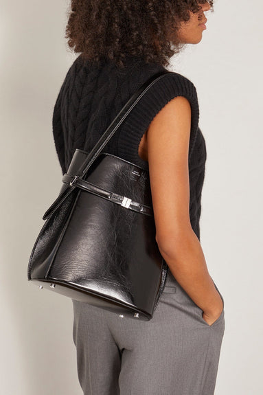 Toteme Shoulder Bags Belted Bucket Bag in Black Toteme Belted Bucket Bag in Black