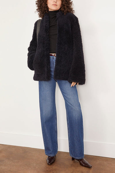 Toteme Jackets Cinched Shearling Jacket in Navy Toteme Cinched Shearling Jacket in Navy