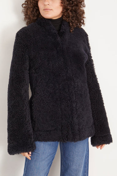 Toteme Jackets Cinched Shearling Jacket in Navy Toteme Cinched Shearling Jacket in Navy