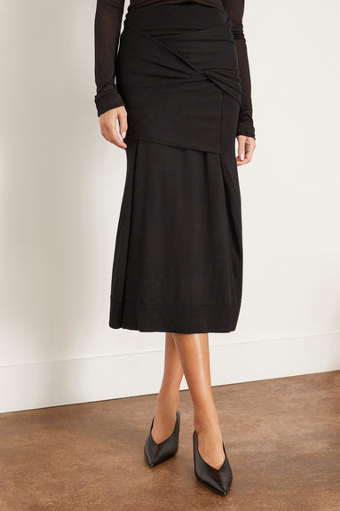 Toteme Skirts Draped Fine Knit Skirt in Black Toteme Draped Fine Knit Skirt in Black