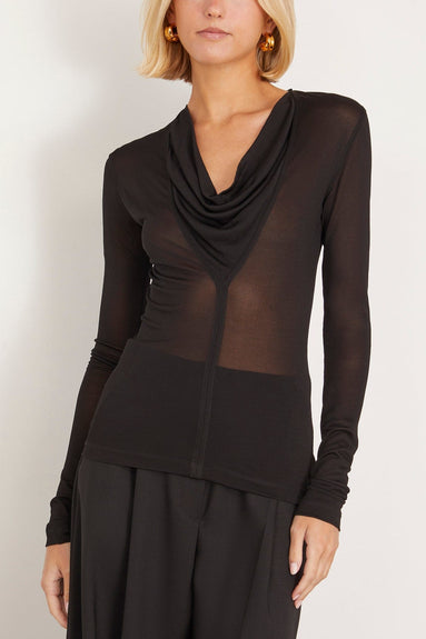 Toteme Tops Draped V-Neck Top in Black Toteme Draped V-Neck Top in Black