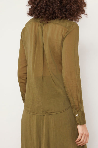 Forte Forte Tops Essential Cotton Silk Voile Shirt in Olive Forte Forte Essential Cotton Silk Voile Shirt in Olive