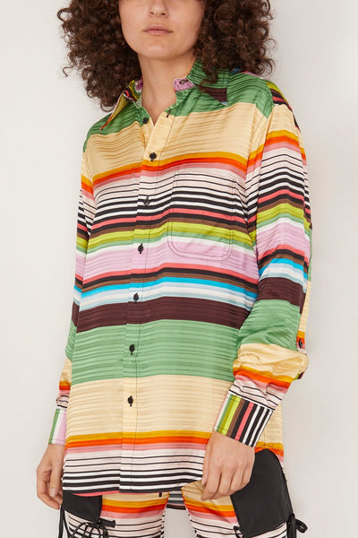 Christopher John Rogers Tops Cassette Stripe Jaquard Relaxed Shirt in Sesame Multi Christopher John Rogers Cassette Stripe Jaquard Relaxed Shirt in Sesame Multi