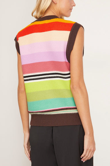 Christopher John Rogers Tops Pique Stitch Striped Vest in Rainbow Multi Christopher John Rogers Pique Stitch Striped Vest in Rainbow Multi