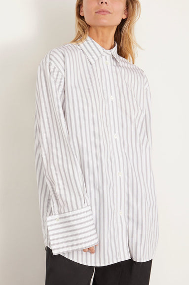 Rohe Tops Oversized Striped Shirt in White / Black Wide Stripe