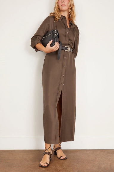 Rohe Casual Dresses Elongated Silk Shirt Dress in Earth