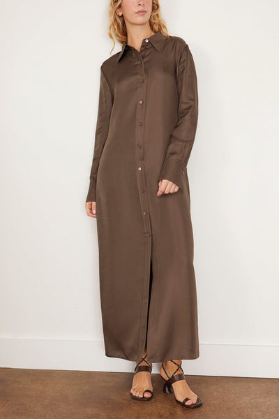 Rohe Casual Dresses Elongated Silk Shirt Dress in Earth