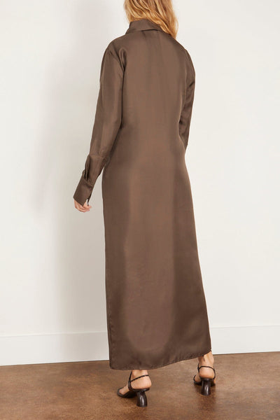 Rohe Casual Dresses Elongated Silk Shirt Dress in Earth