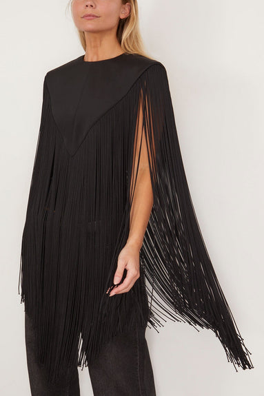 Tibi Tops 4 Ply Silk Fringe Cape in Black Tibi 4 Ply Silk Fringe Cape in Black