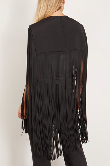 Tibi Tops 4 Ply Silk Fringe Cape in Black Tibi 4 Ply Silk Fringe Cape in Black