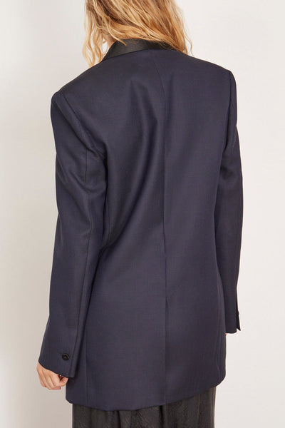 Tibi Jackets Birdseye Tuxedo Jacket in Navy Multi Tibi Birdseye Tuxedo Jacket in Navy Multi