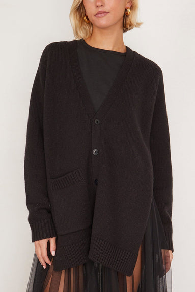 Tibi Sweaters Soft Sweaters Fringed Half Cardigan in Black Tibi Soft Sweaters Fringed Half Cardigan in Black