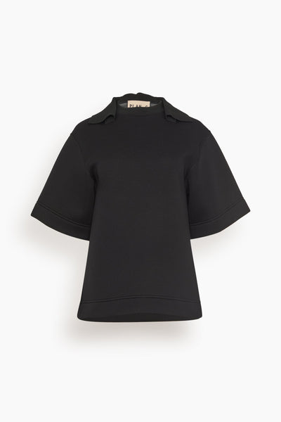 Short Sleeve Scuba Sweatshirt in Black