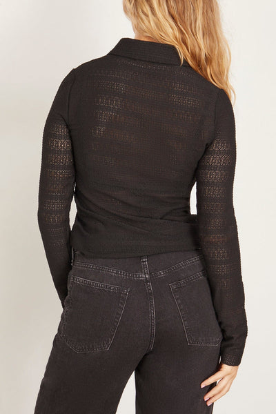 Rag And Bone Tops Julia Long Sleeve Polo in Black