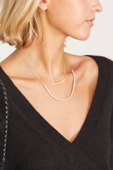 Sylvie Rose Long Bar Necklace in 14k Yellow Gold