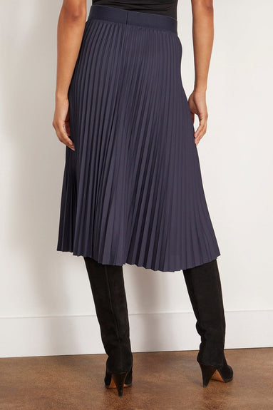 Tibi Skirts Nylon Pleating Sunray Pull On Skirt in Navy