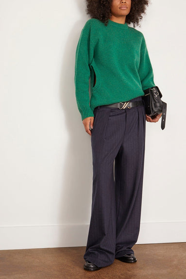 Tibi Sweaters Soft Lambswool Sweater With Cut Out Detail in Green