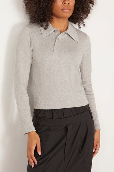 Tibi Tops Perfect T Shrunken Polo in Heather Grey