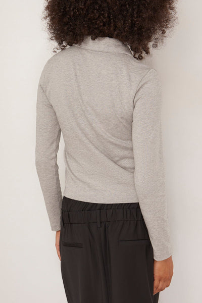 Tibi Tops Perfect T Shrunken Polo in Heather Grey