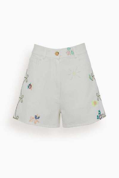 Eden Embroidery Bull Cotton Shorts in Paradise