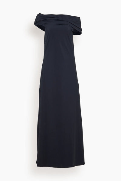Asymmetrical Off Shoulder Dress in Noir