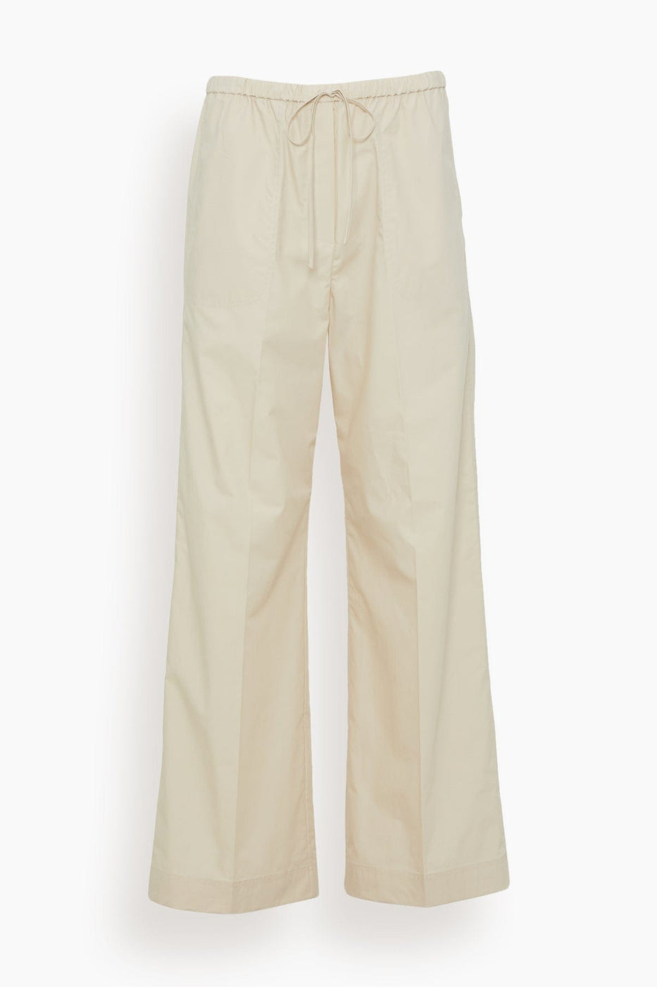 Toteme Pants Cotton Drawstring Trousers in Stone