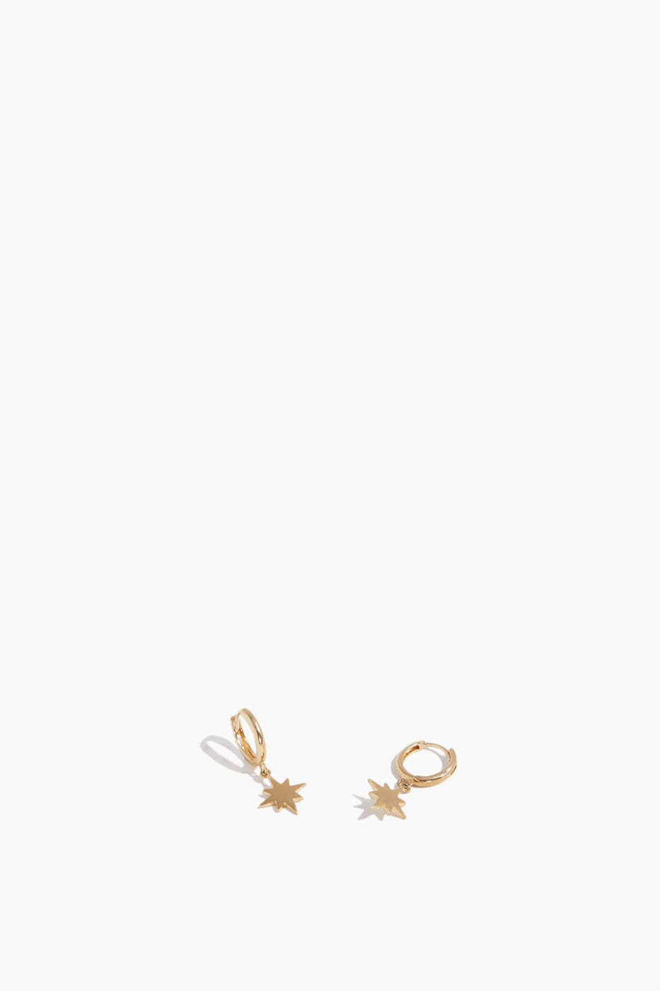 Theodosia Earrings Starburst Drop Huggies in 14k Yellow Gold