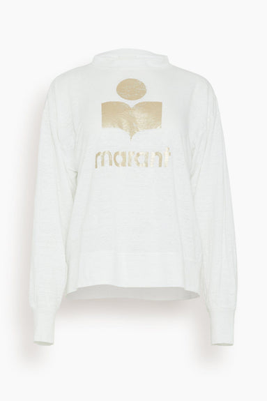 Etoile Isabel Marant Tops Klowia Long Sleeve Shirt in White/Light Gold Etoile Isabel Marant Klowia Long Sleeve Shirt in White/Light Gold