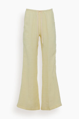 Chic Linen Herringbone Elasticated Pant in Luce