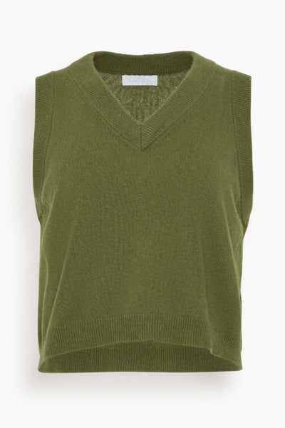 Sterling Cropped V-Neck Boxy Tank in Olive