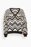 Missoni Sweaters V-Neck Sweater in Zigzag Beige/White/Black