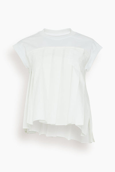 Cotton Poplin x Cotton Jersey T-Shirt in Off White