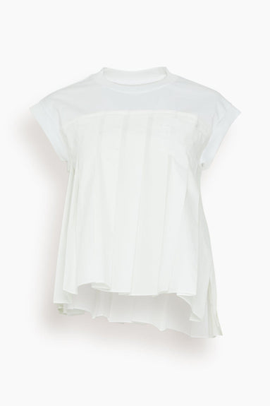 Sacai Tops Cotton Poplin x Cotton Jersey T-Shirt in Off White Sacai Cotton Poplin x Cotton Jersey T-Shirt in Off White