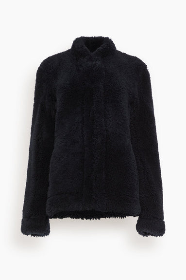 Toteme Jackets Cinched Shearling Jacket in Navy Toteme Cinched Shearling Jacket in Navy