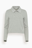 Tibi Tops Perfect T Shrunken Polo in Heather Grey