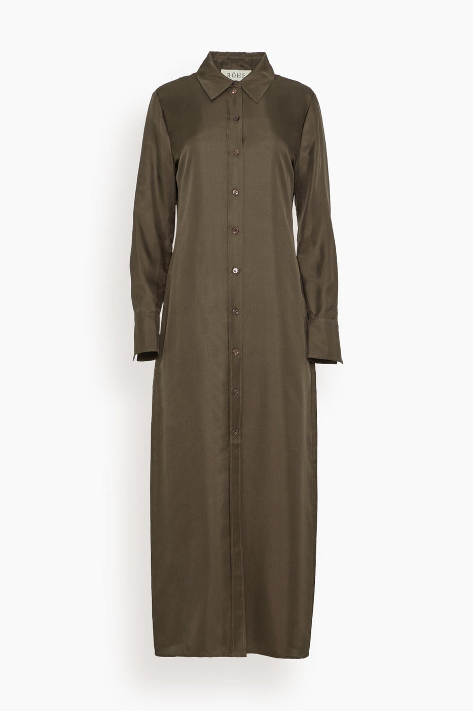 Rohe Casual Dresses Elongated Silk Shirt Dress in Earth