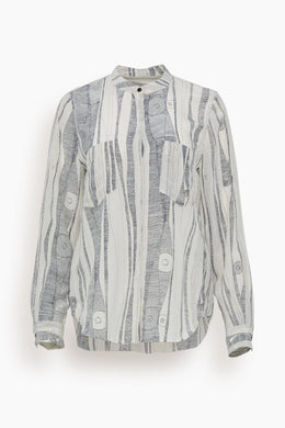 Raquel Allegra Tops Togo Top in Dirty White Black Print